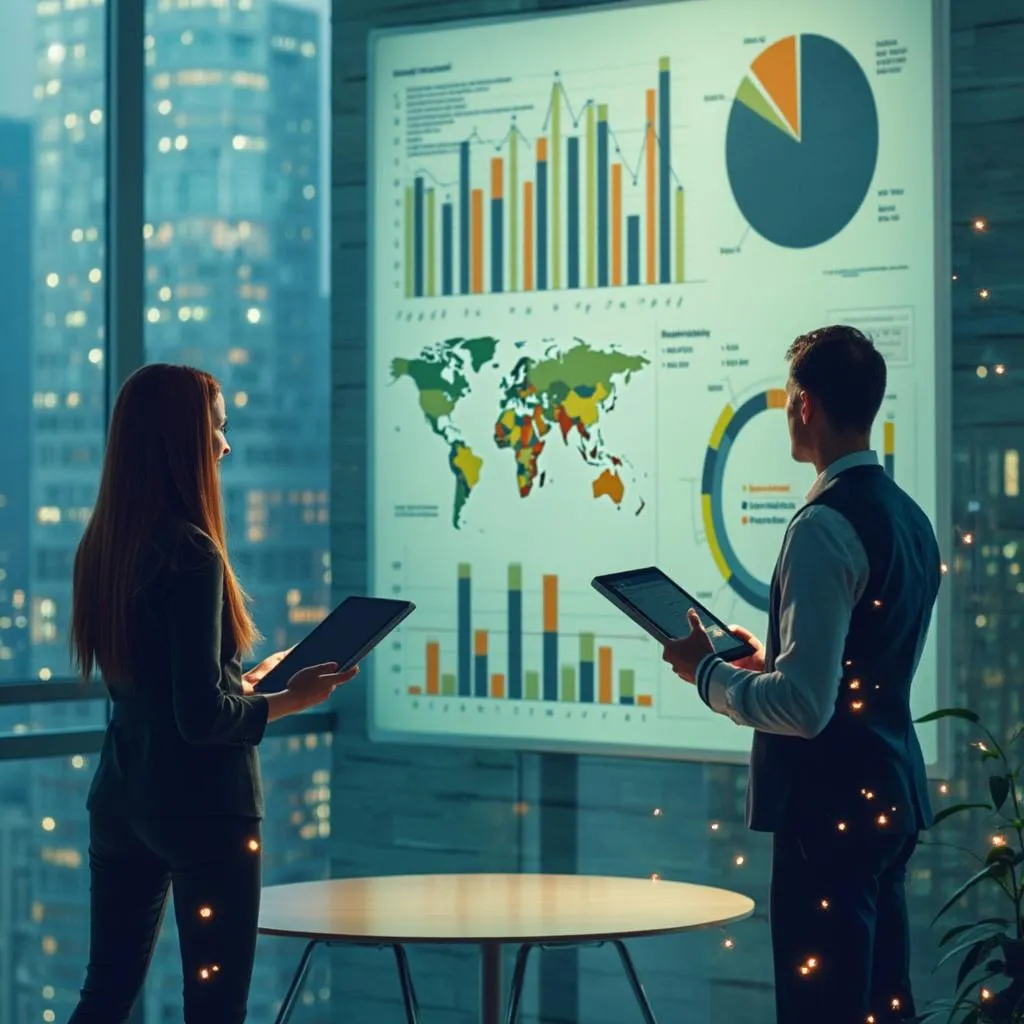 Consultores analizando datos financieros eco