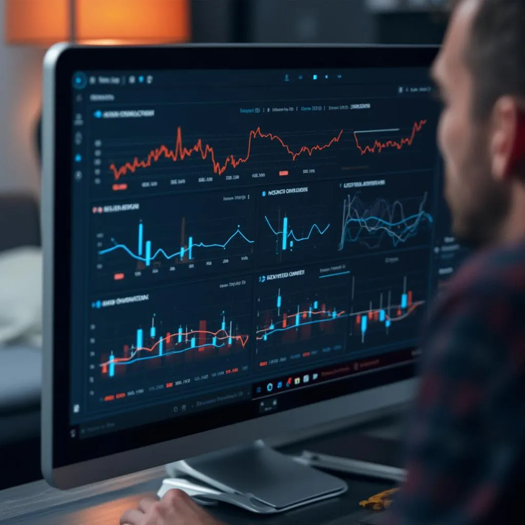 Analista trabajando en dashboard de inteligencia artificial